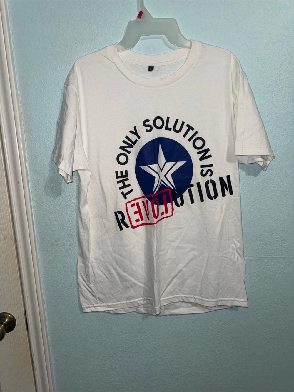 The Only Solution is Resolution Ron Paul Tee shirt short sleeves size L NWOT